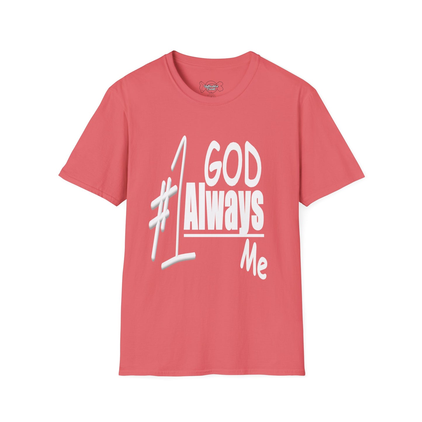Untroubled Candi_ "#1GOD"_Unisex Softstyle T-Shirt_White