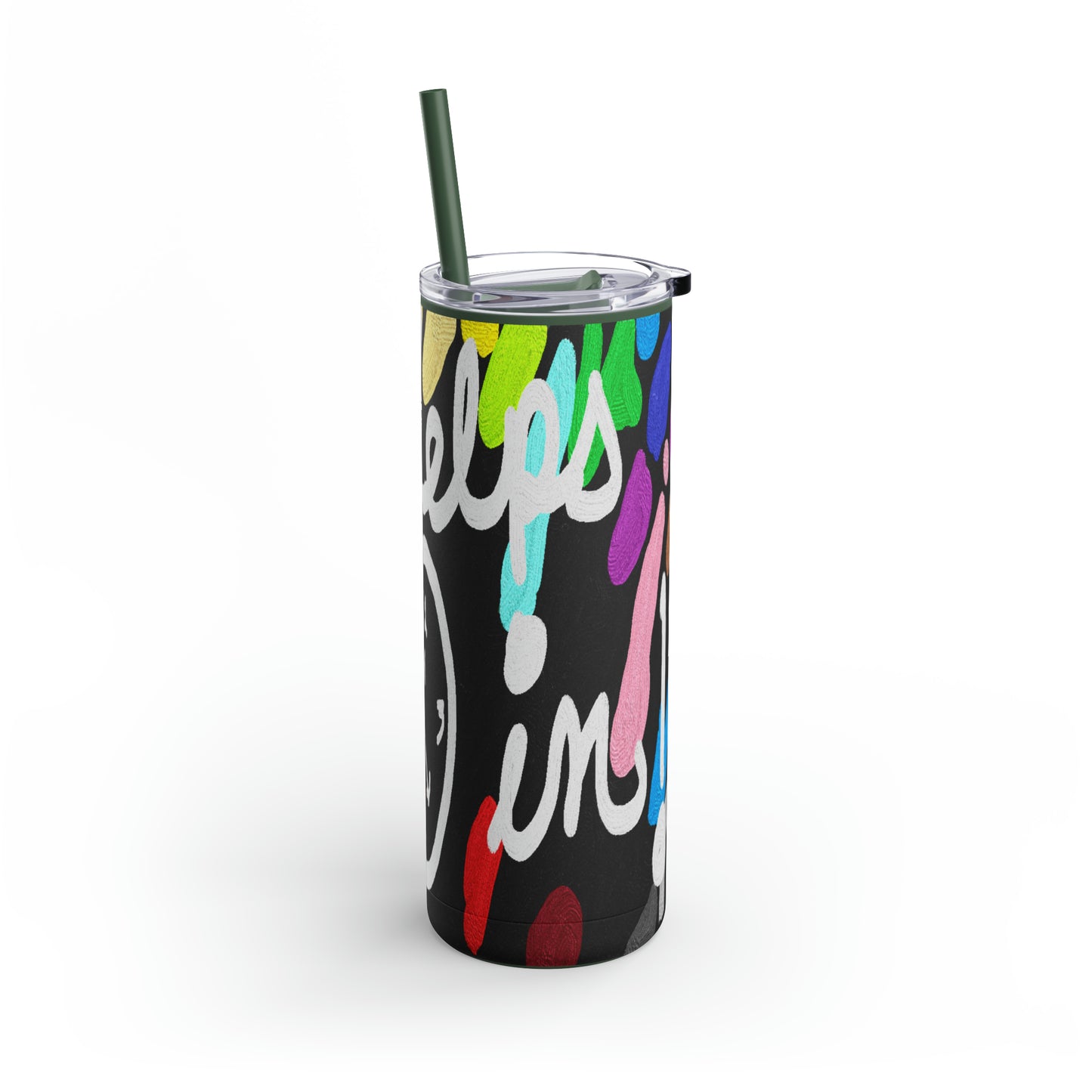 Untroubled Candi_"This Helps me Clock In" Skinny Matte Tumbler, 20oz