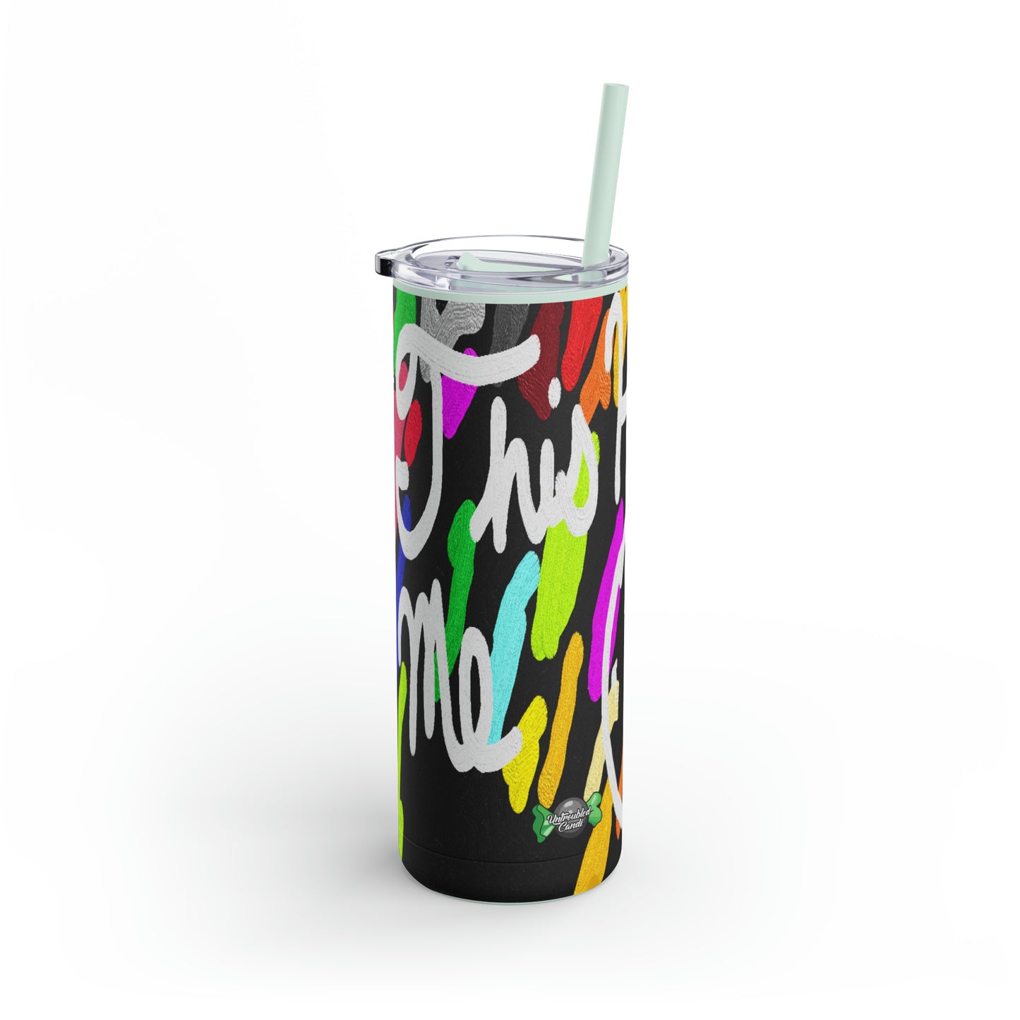 Untroubled Candi_"This Helps me Clock In" Skinny Matte Tumbler, 20oz