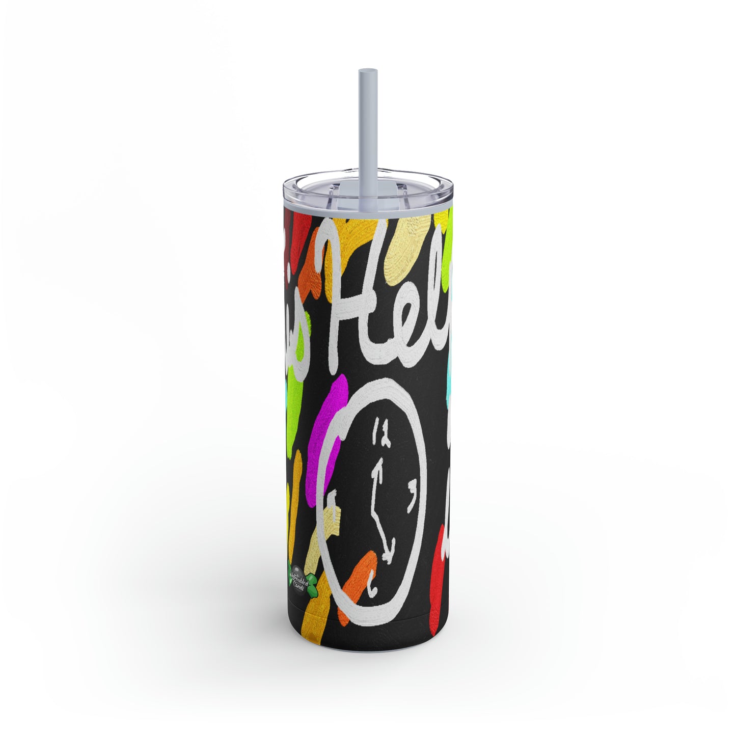 Untroubled Candi_"This Helps me Clock In" Skinny Matte Tumbler, 20oz