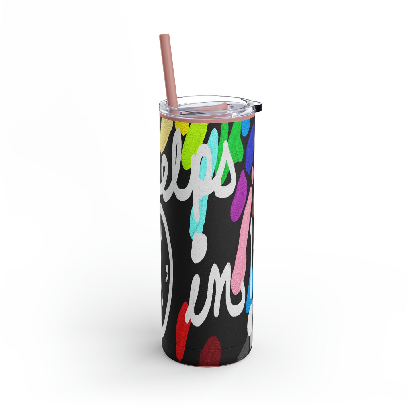 Untroubled Candi_"This Helps me Clock In" Skinny Matte Tumbler, 20oz
