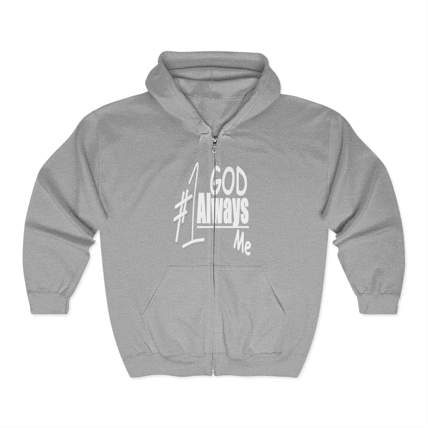 Untroubled Candi_ "#1GOD"_Unisex Heavy Blend™ Full Zip Hooded Sweatshirt