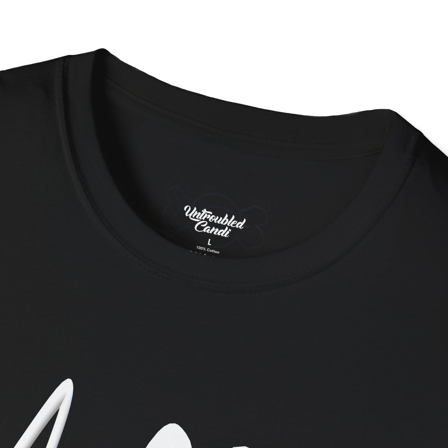 Untroubled Candi_ "#1GOD"_Unisex Softstyle T-Shirt_White