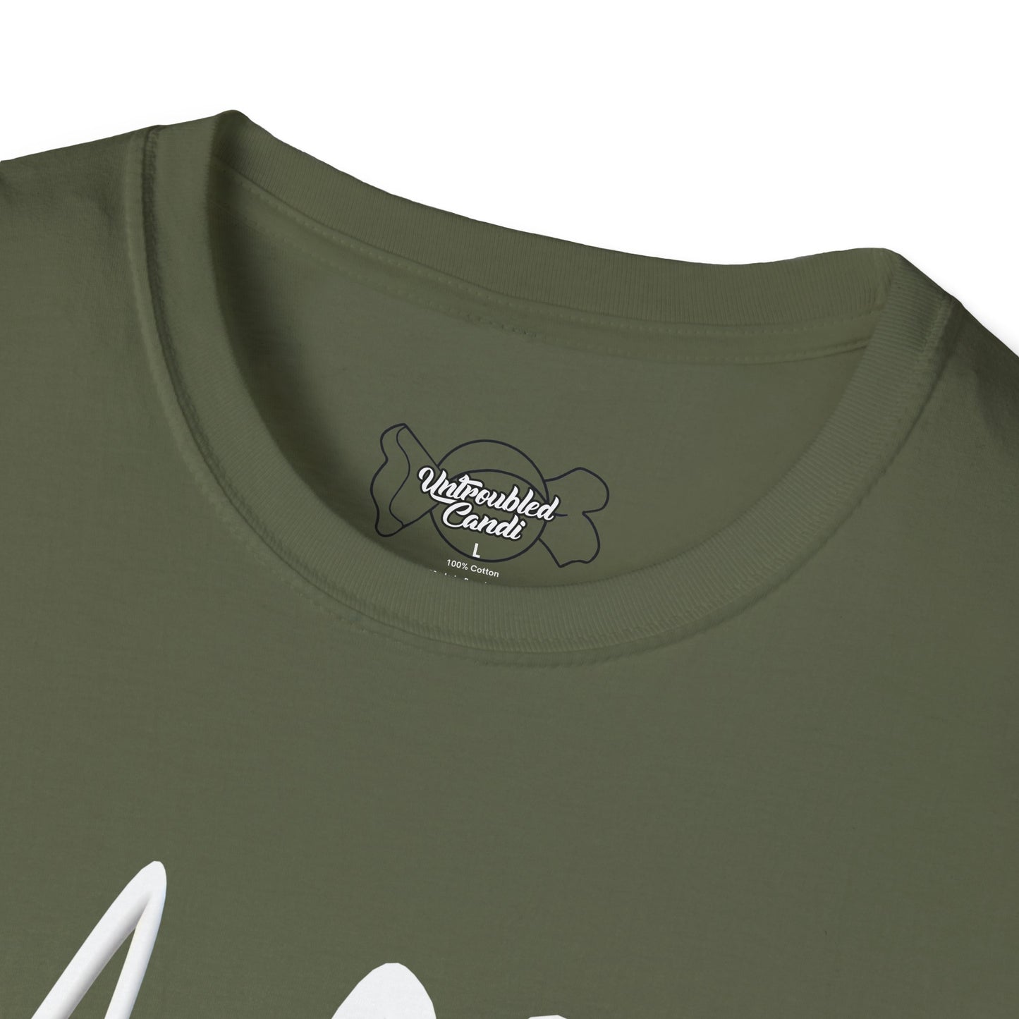 Untroubled Candi_ "#1GOD"_Unisex Softstyle T-Shirt_White