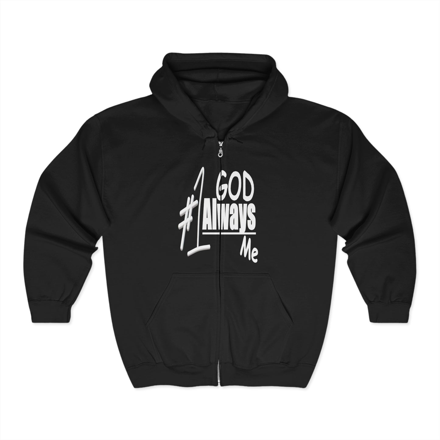 Untroubled Candi_ "#1GOD"_Unisex Heavy Blend™ Full Zip Hooded Sweatshirt
