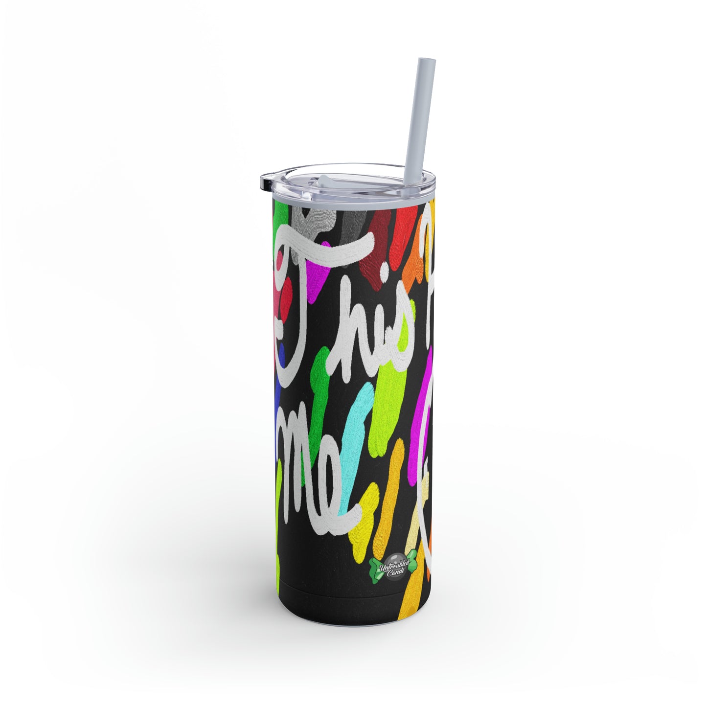 Untroubled Candi_"This Helps me Clock In" Skinny Matte Tumbler, 20oz