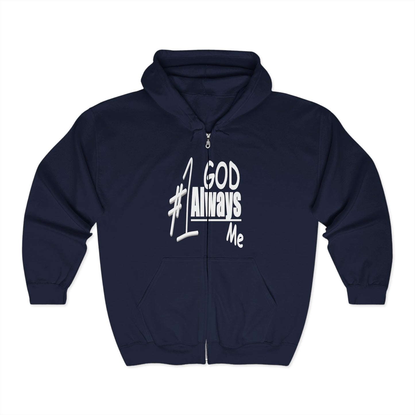 Untroubled Candi_ "#1GOD"_Unisex Heavy Blend™ Full Zip Hooded Sweatshirt