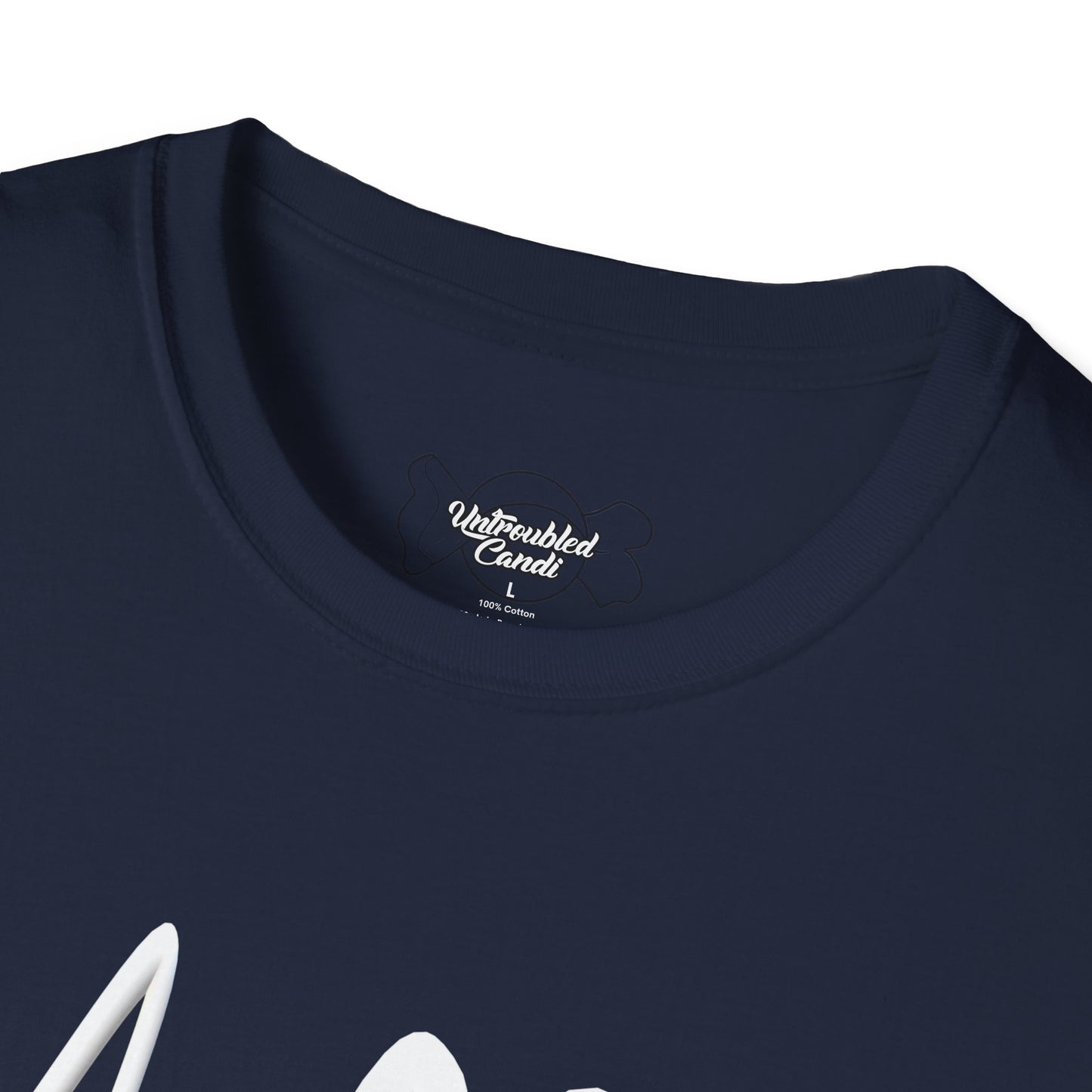 Untroubled Candi_ "#1GOD"_Unisex Softstyle T-Shirt_White