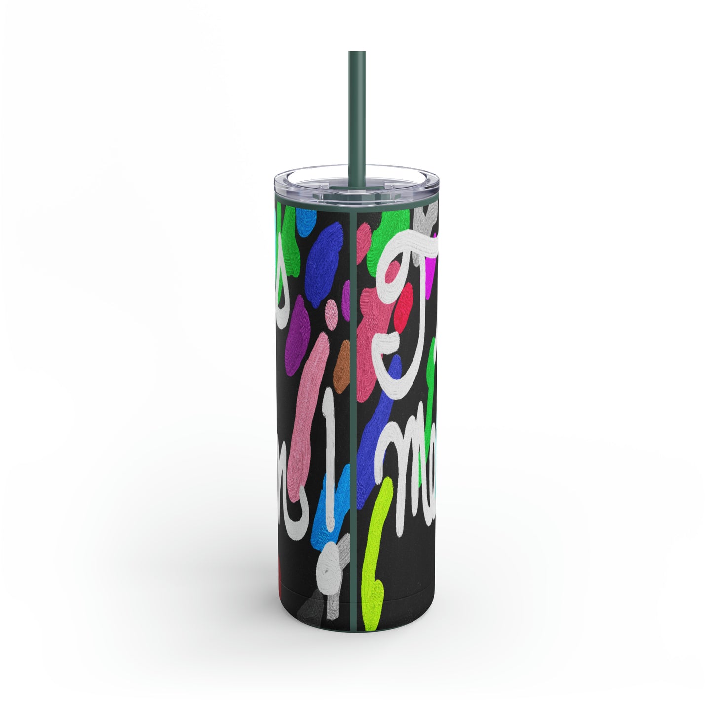 Untroubled Candi_"This Helps me Clock In" Skinny Matte Tumbler, 20oz