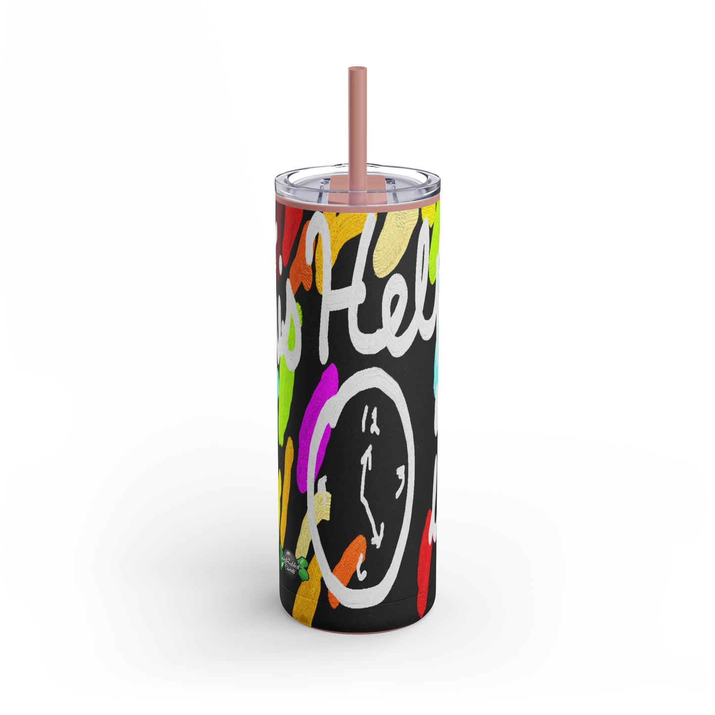 Untroubled Candi_"This Helps me Clock In" Skinny Matte Tumbler, 20oz