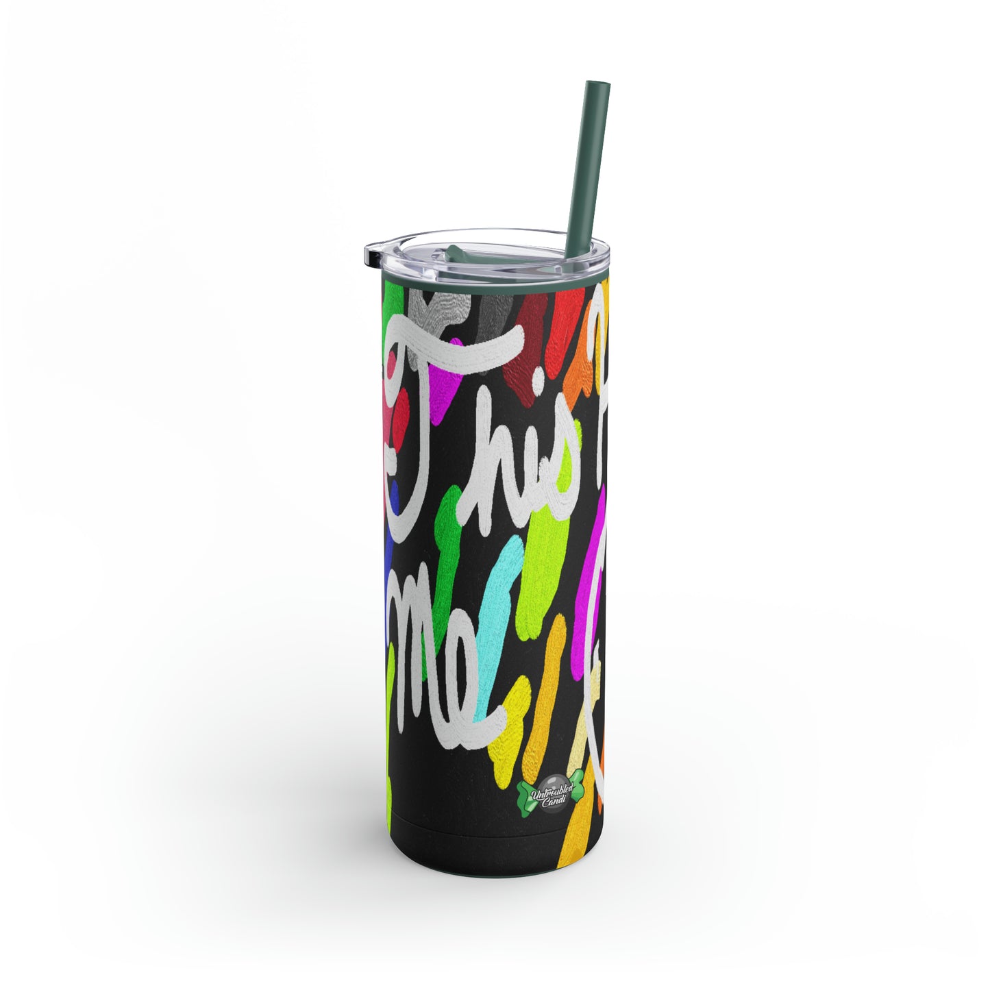Untroubled Candi_"This Helps me Clock In" Skinny Matte Tumbler, 20oz