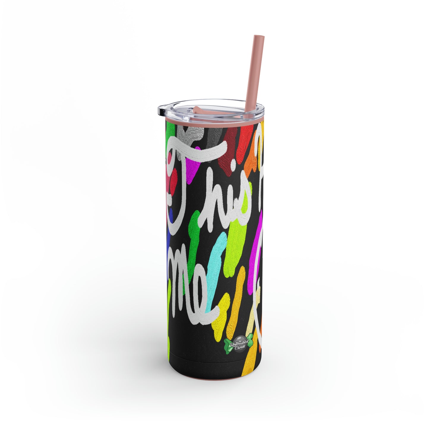 Untroubled Candi_"This Helps me Clock In" Skinny Matte Tumbler, 20oz