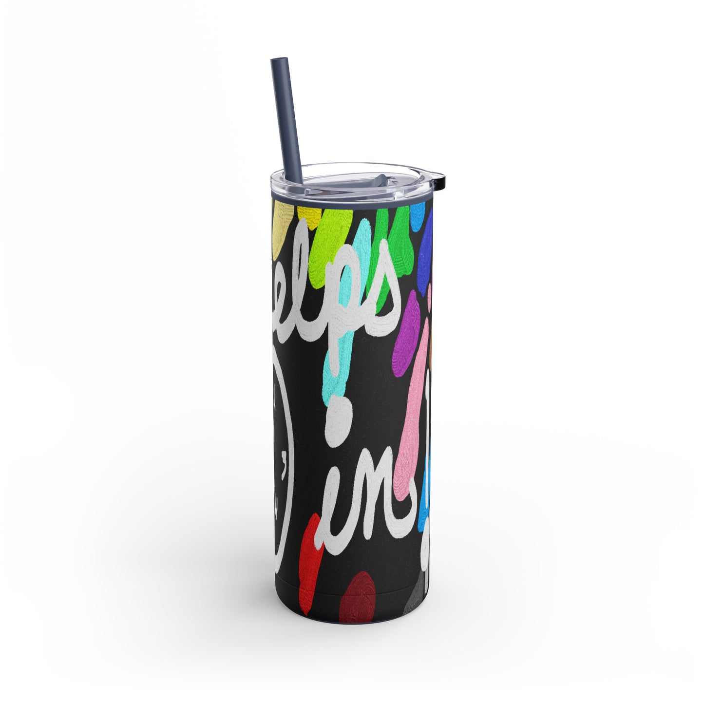 Untroubled Candi_"This Helps me Clock In" Skinny Matte Tumbler, 20oz