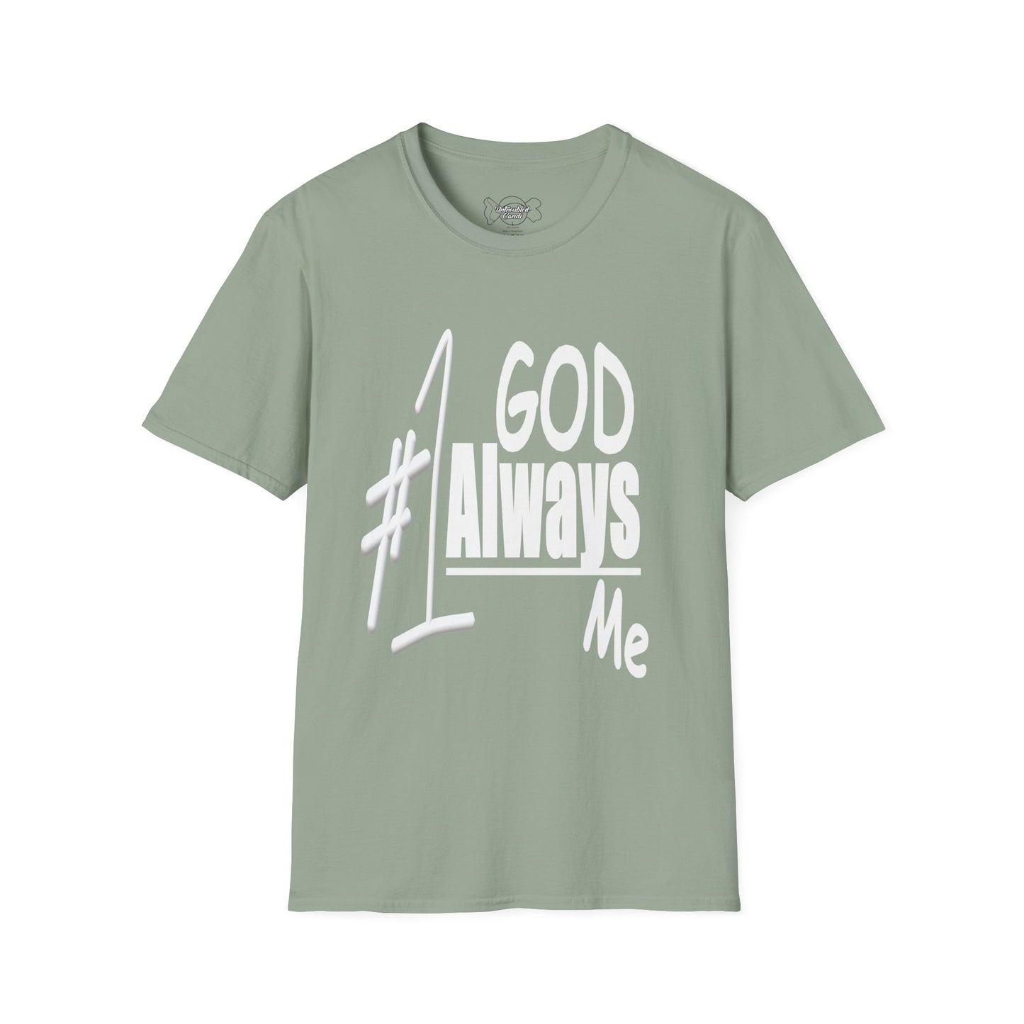 Untroubled Candi_ "#1GOD"_Unisex Softstyle T-Shirt_White