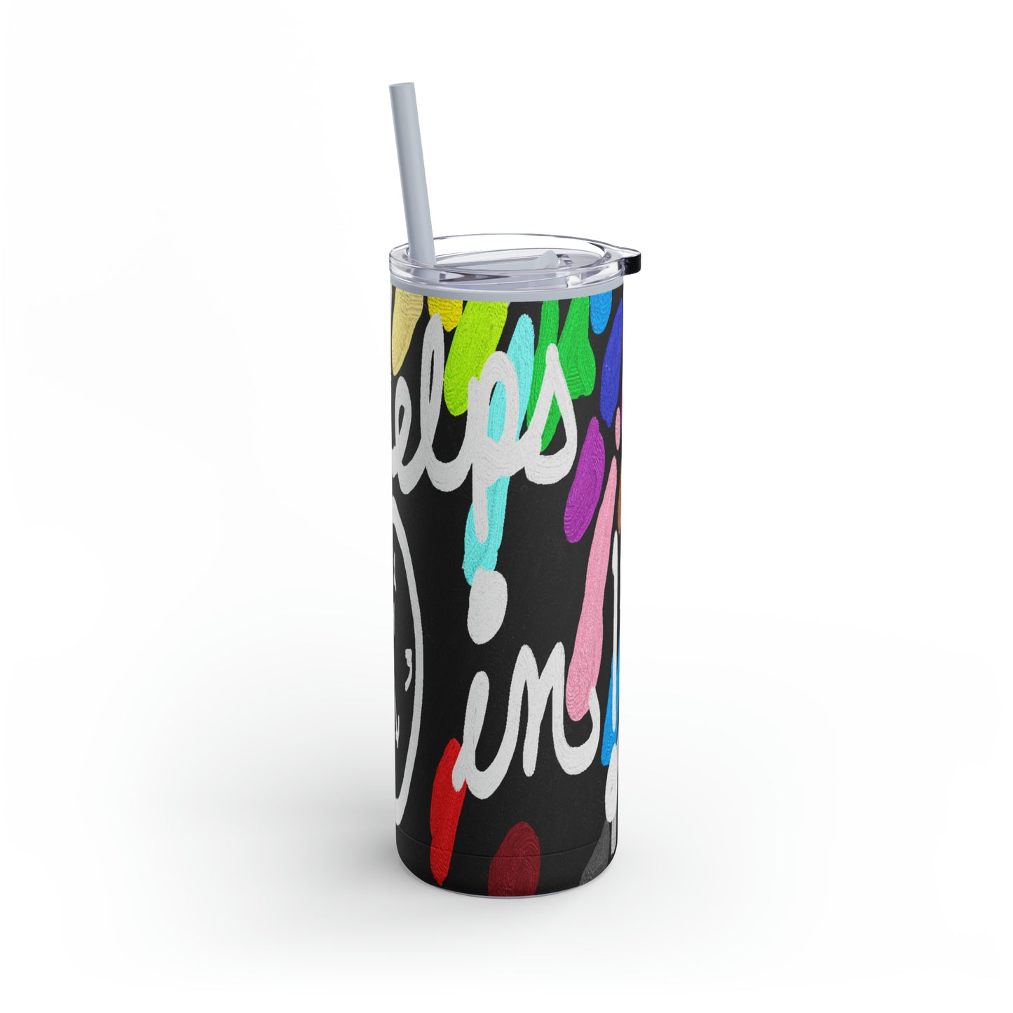 Untroubled Candi_"This Helps me Clock In" Skinny Matte Tumbler, 20oz