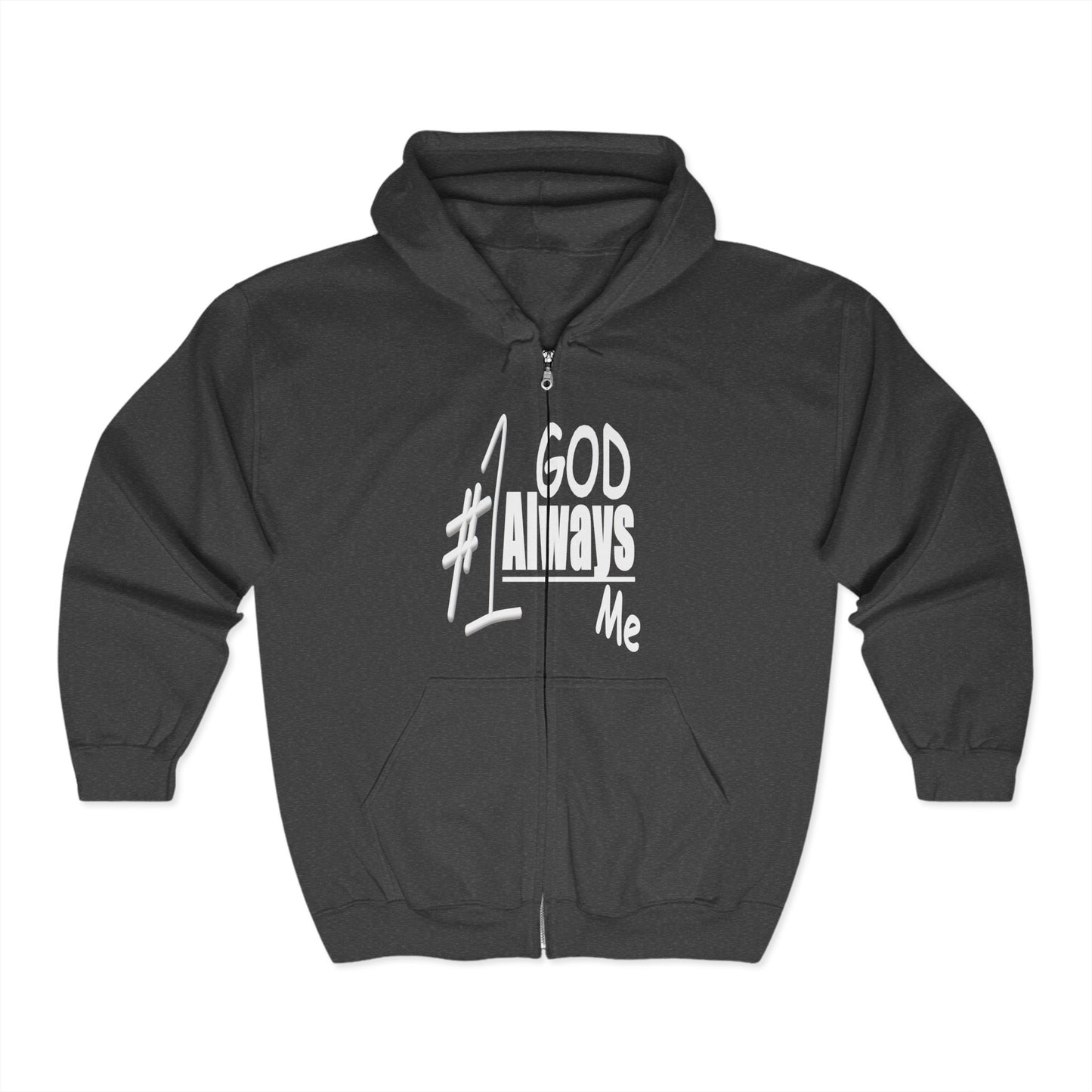 Untroubled Candi_ "#1GOD"_Unisex Heavy Blend™ Full Zip Hooded Sweatshirt