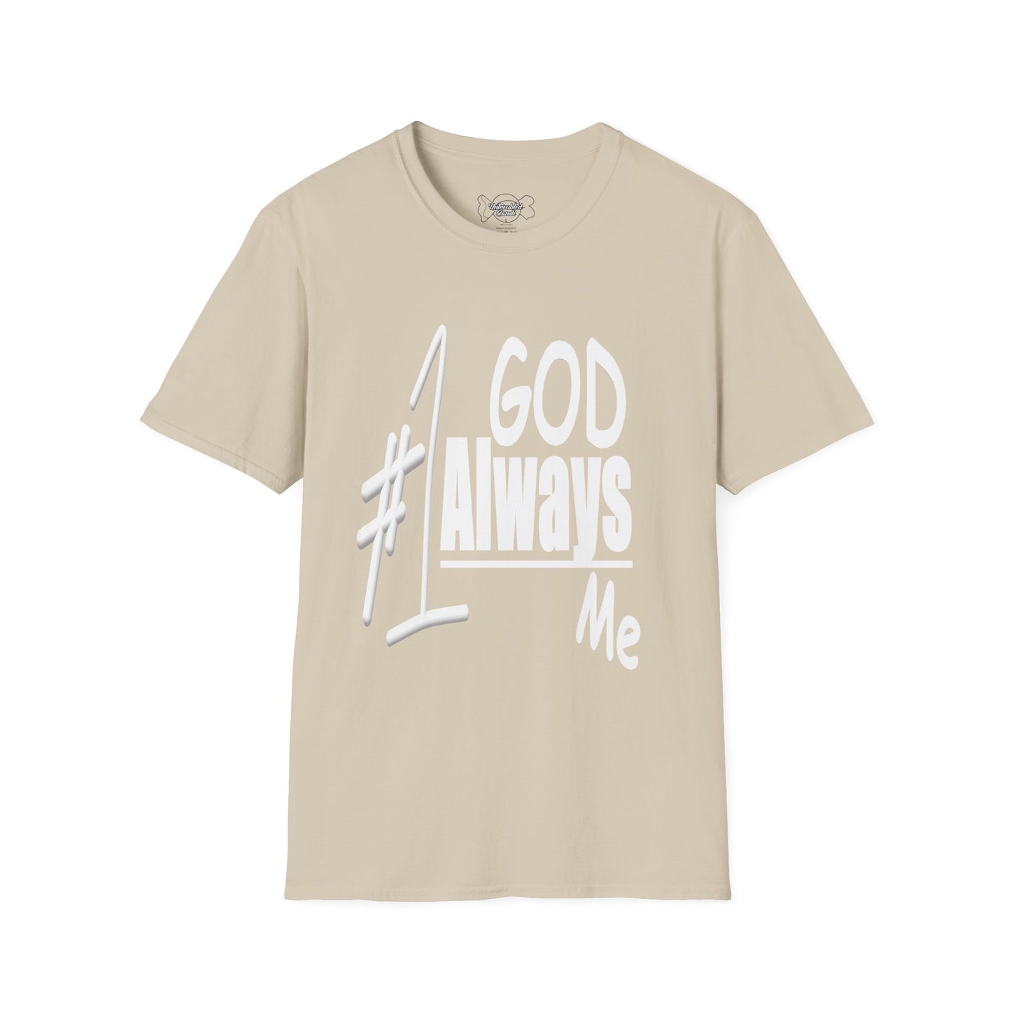 Untroubled Candi_ "#1GOD"_Unisex Softstyle T-Shirt_White
