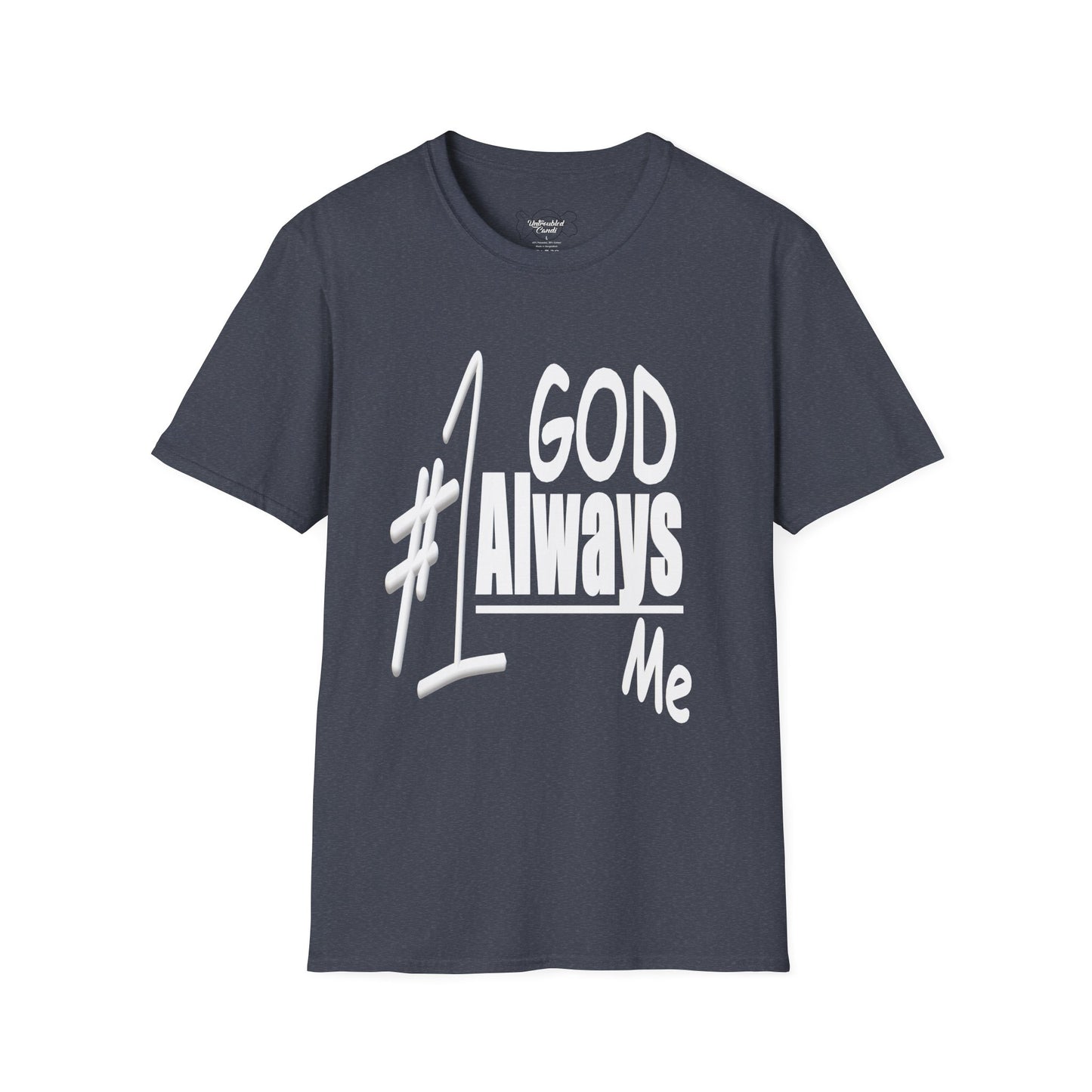 Untroubled Candi_ "#1GOD"_Unisex Softstyle T-Shirt_White