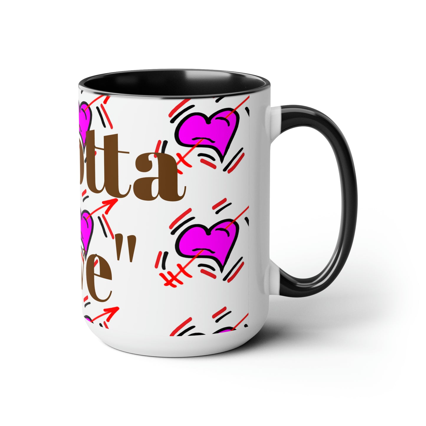 Untroubled Candi "Alotta Love" Two-Tone Coffee Mugs, 15oz