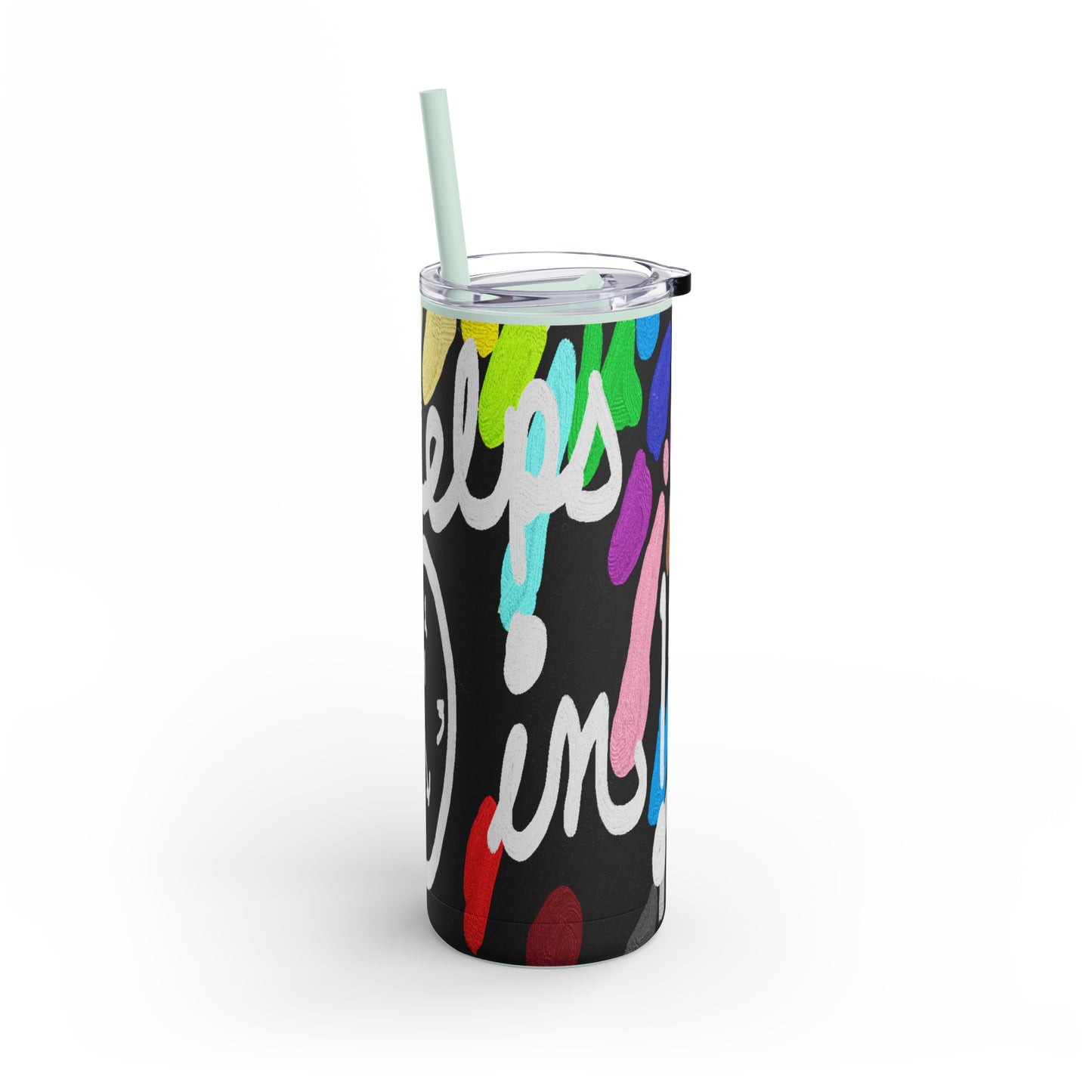 Untroubled Candi_"This Helps me Clock In" Skinny Matte Tumbler, 20oz