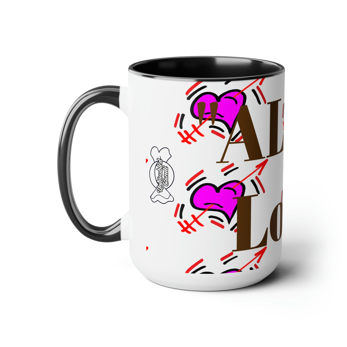 Untroubled Candi "Alotta Love" Two-Tone Coffee Mugs, 15oz