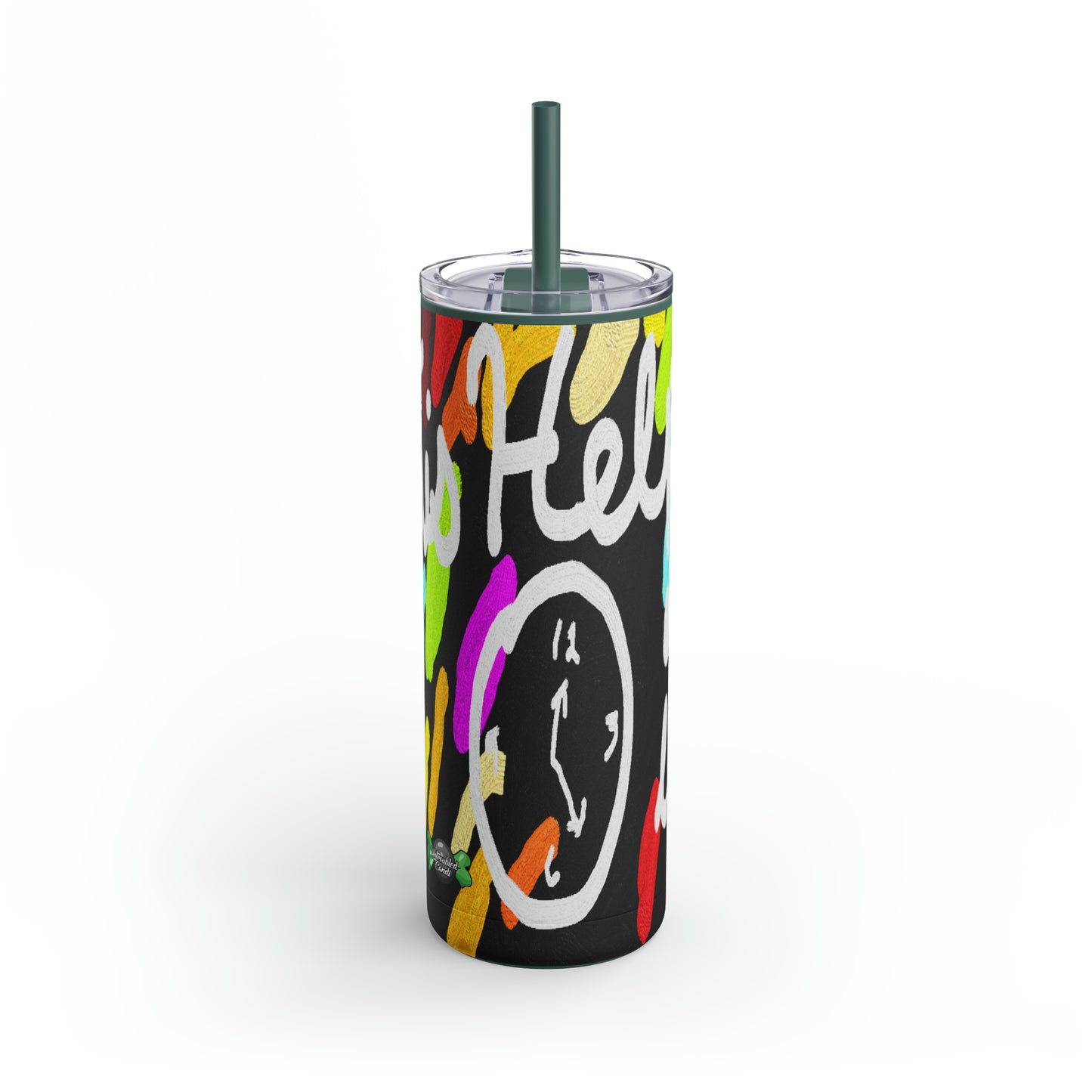 Untroubled Candi_"This Helps me Clock In" Skinny Matte Tumbler, 20oz