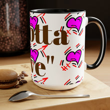 Load image into Gallery viewer, Untroubled Candi &quot;Alotta Love&quot; Two-Tone Coffee Mugs, 15oz
