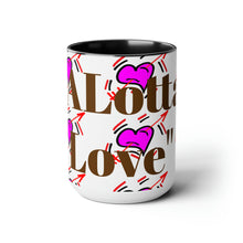 Load image into Gallery viewer, Untroubled Candi &quot;Alotta Love&quot; Two-Tone Coffee Mugs, 15oz
