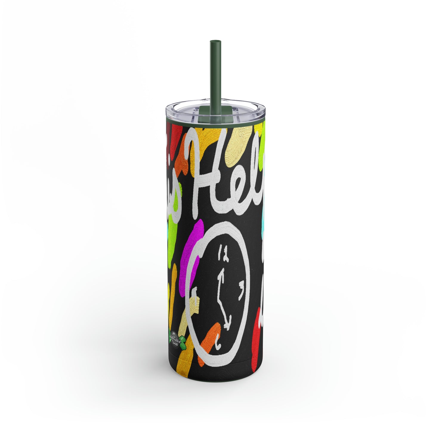 Untroubled Candi_"This Helps me Clock In" Skinny Matte Tumbler, 20oz